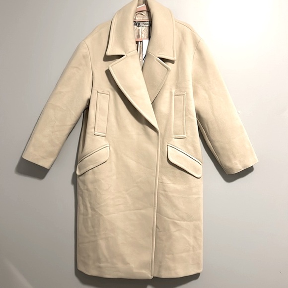 NWT ZARA Oversized Vanilla/Cream Coat with Pockets Size L, M, S - Picture 8 of 14